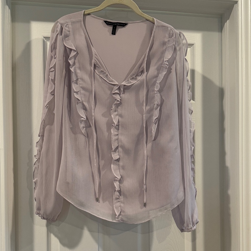 White House Black Market Light Purple Ruffle Blouse